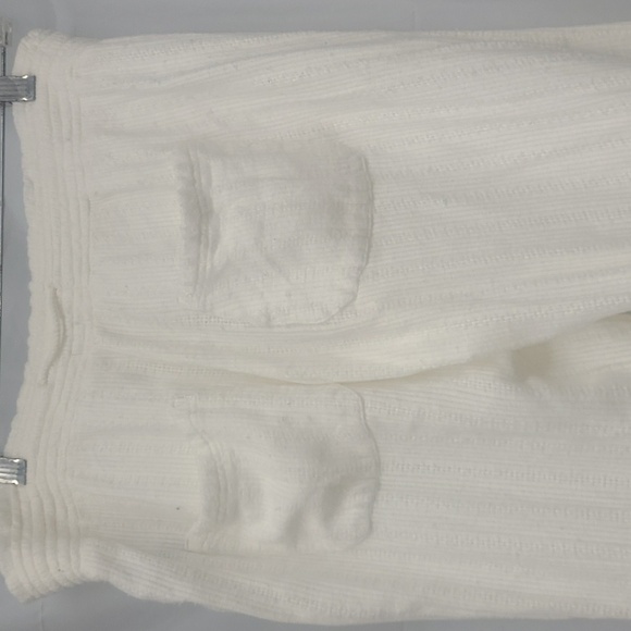 2 Pair Pants Lot Bundle Soft Loungewear White & Verticle Striped Straight Leg S - Picture 6 of 16